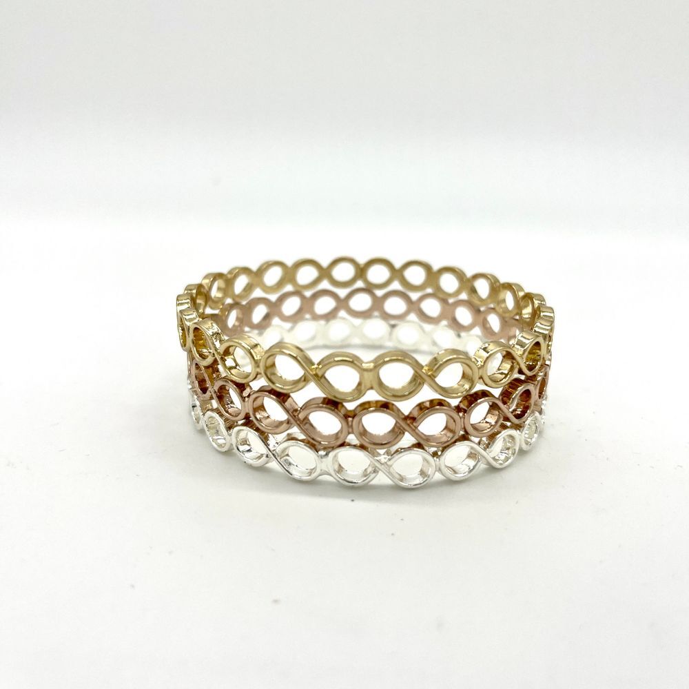 Bangle Bracelet Set Gold Silver Rose Gold Tone Stackable Fashion Jewelry